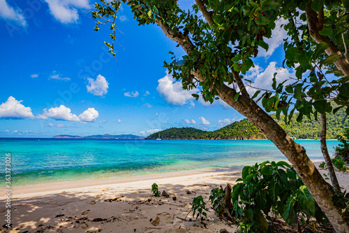 Tropical Hawksnest beach on the island of St John © Jo