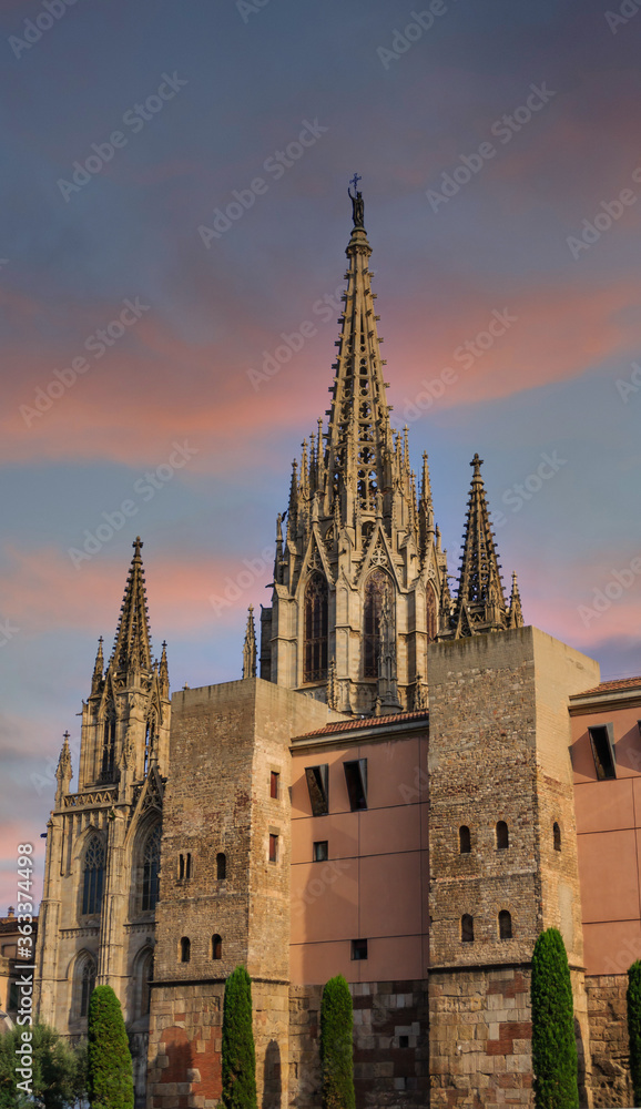 Steeples on Old Barcelona Cathedral