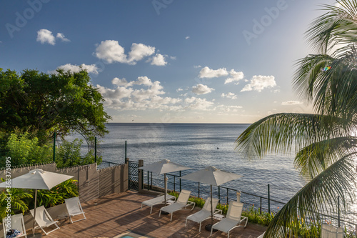 Caribbean sea view from balcony in Schloelcher, Martinique, France