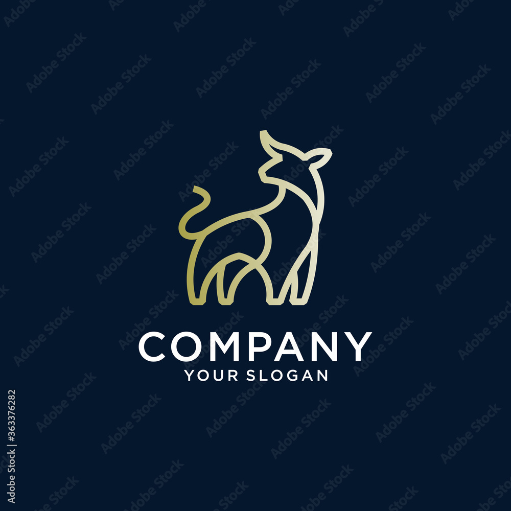 bull logo design, wild cow with line style bull logo design, wild cow with line style