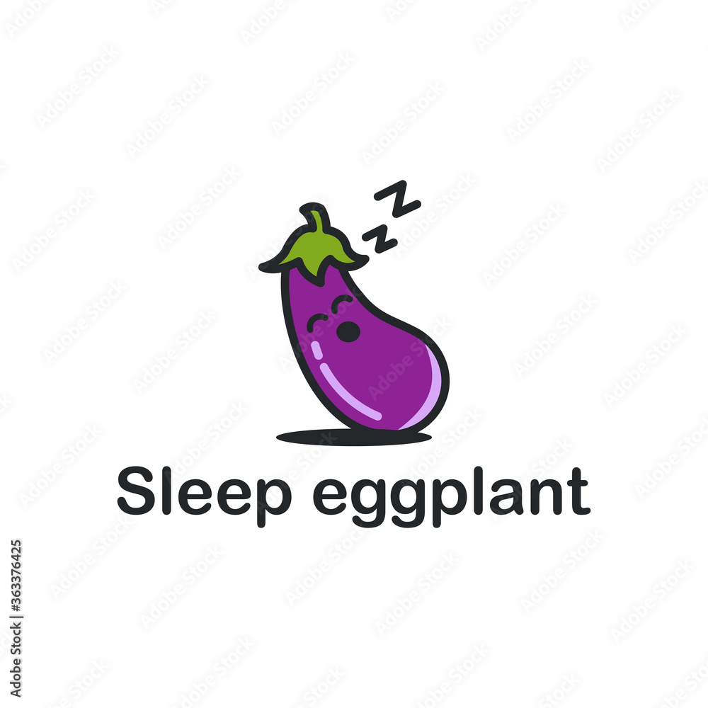 funny fruit eggplant logo icon vector
