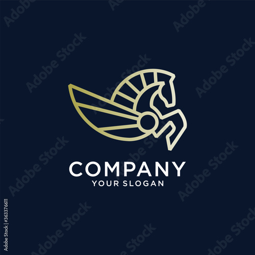 pegasus line gold  logo vector 