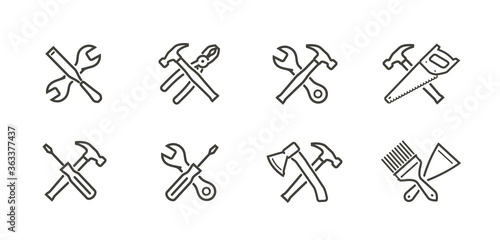 Tools icon set. Repair, technical support vector illustration photo
