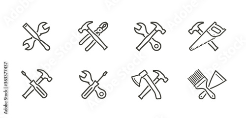 Tools icon set. Repair, technical support vector illustration