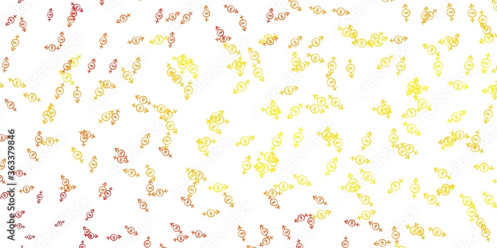 Light Yellow vector background with woman symbols.