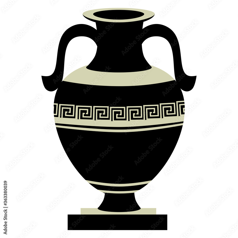 greek decorative ancient amphora, jug. vector illustration