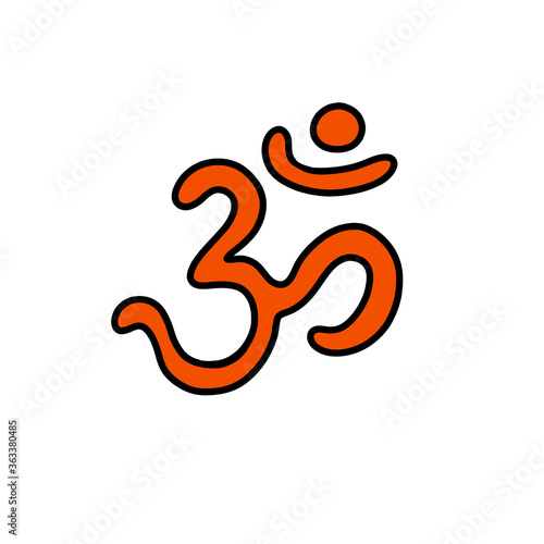 om sign doodle icon, vector color illustration
