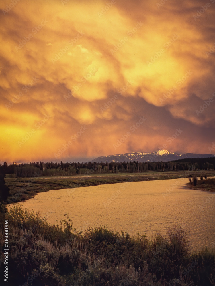 storm clouds over the Snake River