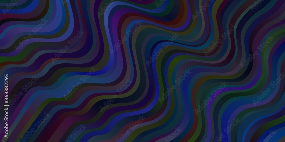 Dark BLUE vector template with curved lines. Dark BLUE vector template with curved lines.