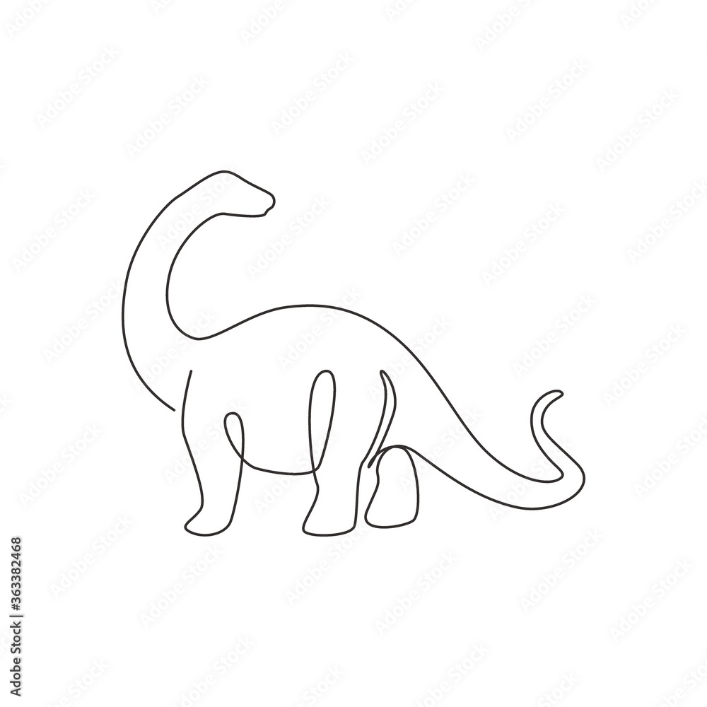 Single continuous line drawing of animal for logo identity. Prehistoric  animal mascot concept for dinosaurs theme amusement park icon. Trendy one  line draw design graphic vector illustration Stock Vector | Adobe Stock