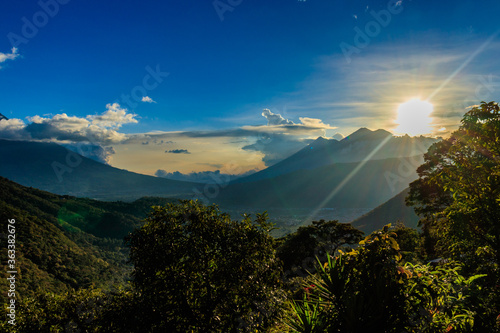 volcanoes of guatemala during sunset