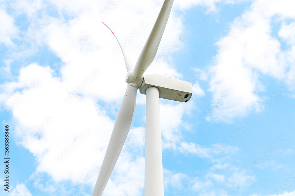 wind turbine on blue sky wind turbine on blue sky