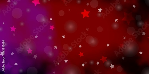 Dark Pink, Yellow vector pattern with circles, stars. Abstract illustration with colorful spots, stars. Design for wallpaper, fabric makers.