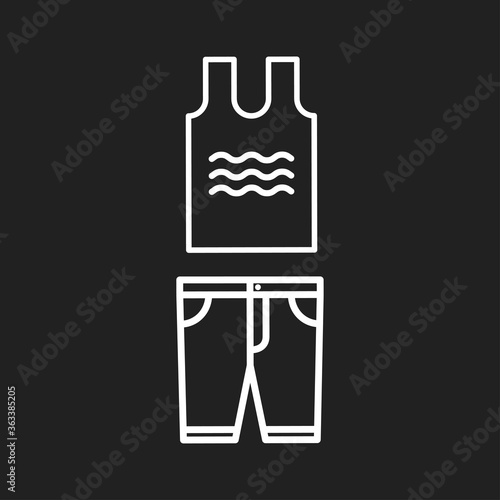 Vector sest with outlines of white basic simple T-shirt and Bermuda Shorts. For your web site design, logo, icon, app, UI. Isolated stock illustration on white background. Cartoon style