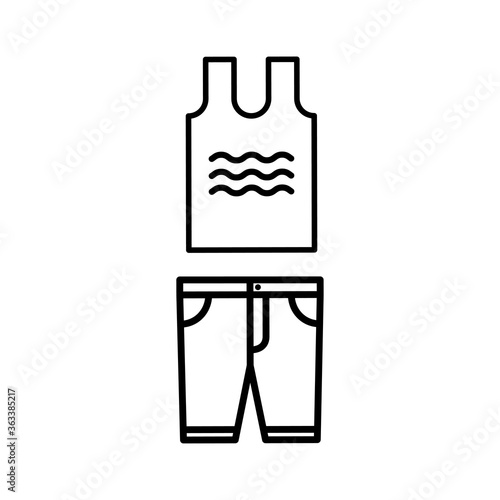 Vector sest with outlines of white basic simple T-shirt and Bermuda Shorts. For your web site design, logo, icon, app, UI. Isolated stock illustration on white background. Cartoon style