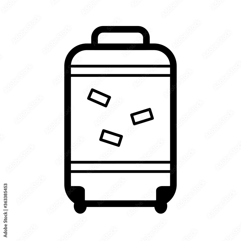 yellow travel suitcase isolated on white. flat style trend modern minimal summer time logotype graphic design. concept of summertime handbag for traveling or recreation and valise for sea cruise