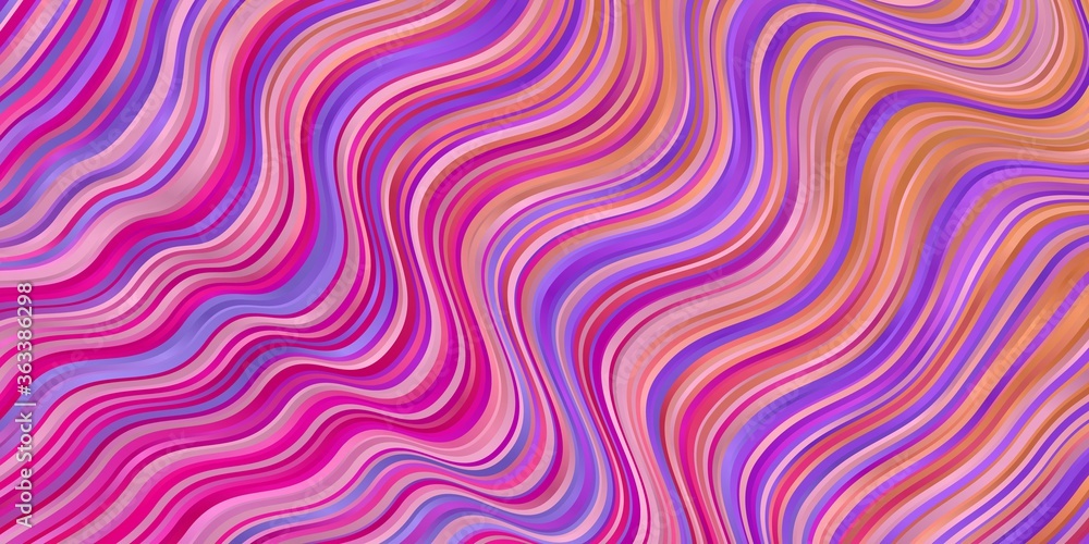 Obraz premium Light Pink, Red vector template with curved lines. Colorful geometric sample with gradient curves. Smart design for your promotions.