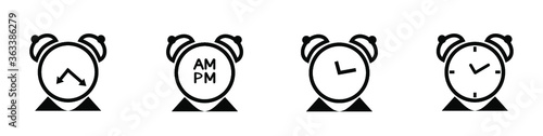 alarm clock icon. line style - stock vector