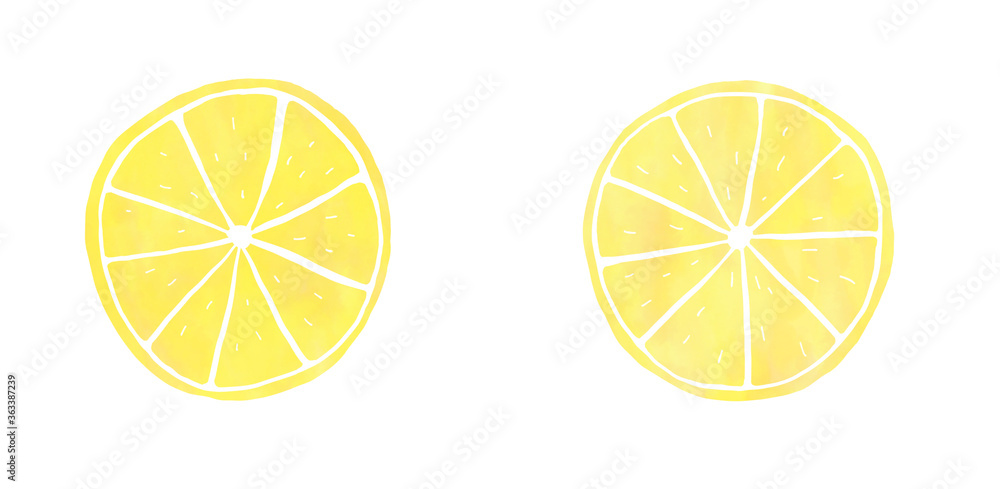 輪切りレモン　水彩