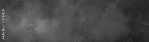 Black background texture with white and gray marbled abstract grunge, old vintage paper or metal textured border design, antique distressed panoramic illustration