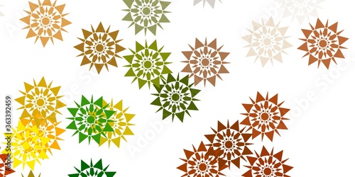 Light green, yellow vector template with ice snowflakes.