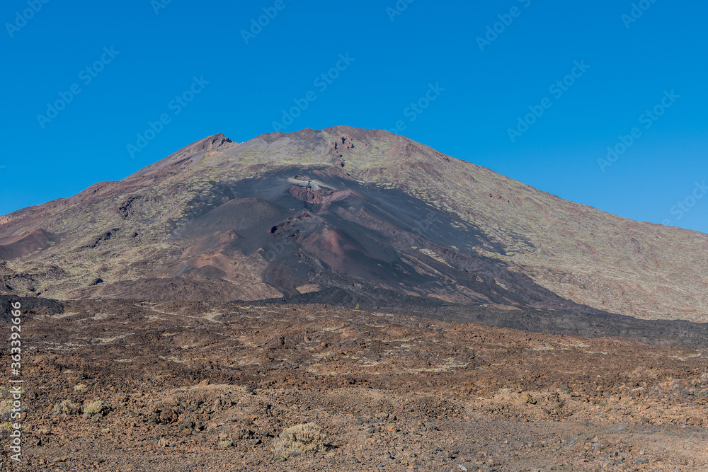 Teide volcano crater with totally clear blue sky on the island of tenerife in spain