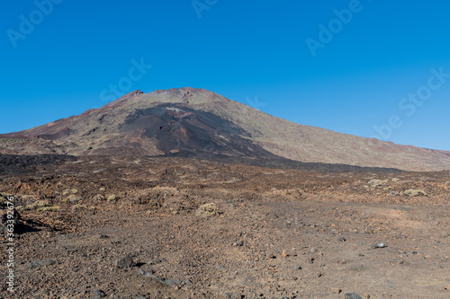 Teide volcano crater with totally clear blue sky on the island of tenerife in spain