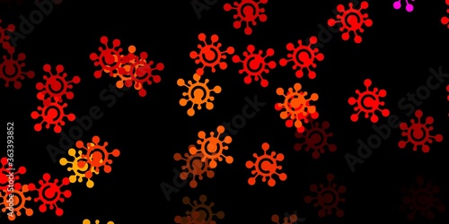 Dark red vector pattern with coronavirus elements.