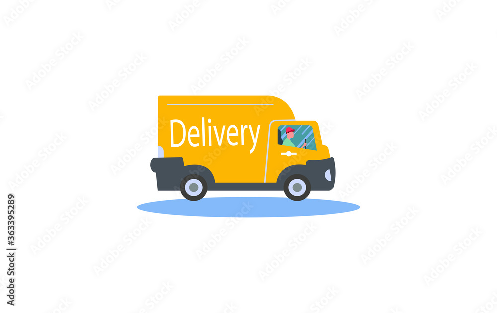 Fast delivery truck, vector illustration.