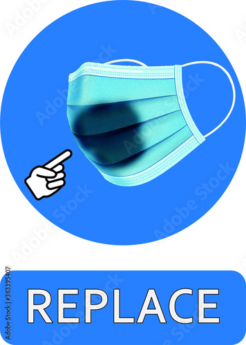 Wet soiled mouth cover mask protector n95 replace sign