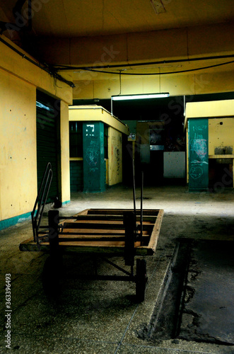 cart in an empty market
