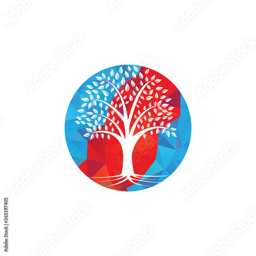 Tree Roots vector logo design. Vector tree with roots logo element.