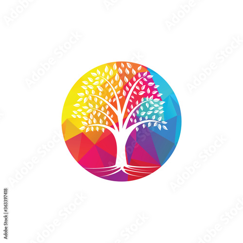 Tree Roots vector logo design. Vector tree with roots logo element.