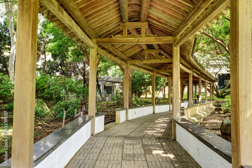 Chinese style classical architecture corridor