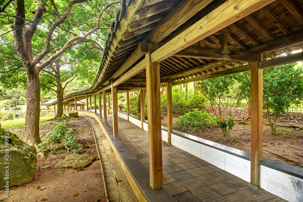 Chinese style classical architecture corridor