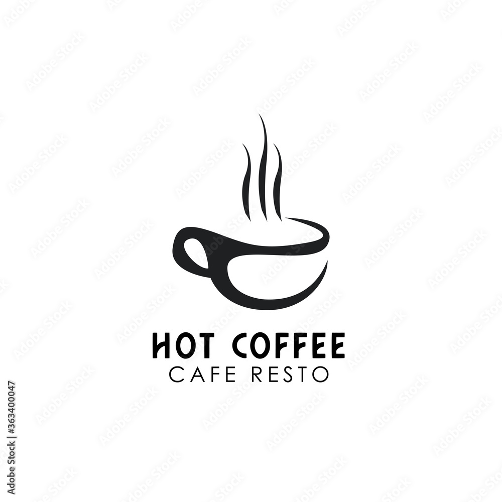 Fototapeta Coffee Cup Smoke for Cafe Label Emblem Sticker,logo design inspiration