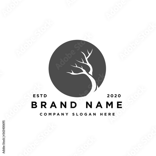 Dry dead tree logo design illustration vector