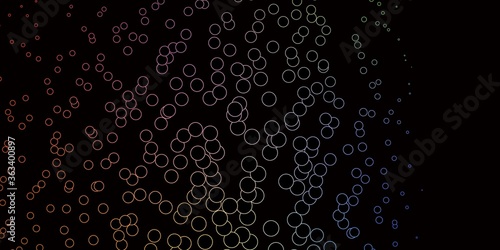 Dark Multicolor vector background with bubbles. Abstract illustration with colorful spots in nature style. Pattern for business ads.