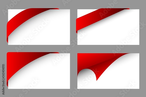 Red corner ribbons set