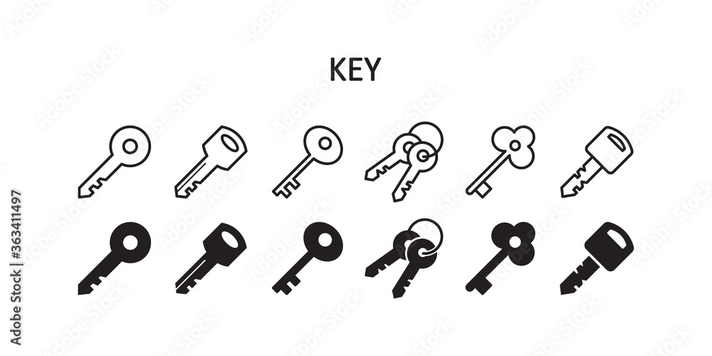 Key icon set. Vector graphic illustration. Suitable for website design, logo, app, template, and ui. Key icon set. Vector graphic illustration. Suitable for website design, logo, app, template, and ui.