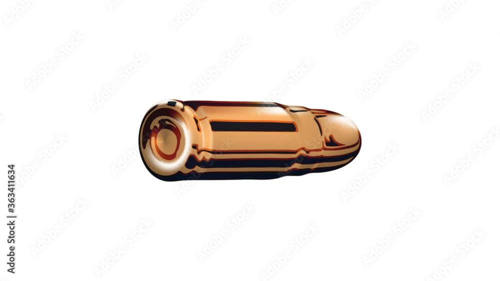 Rotating 3d golden or brass pistol cartridge on a transparent background. Cartoon visualization chroma Key video from Isolated realistic gold handgun ammunition. PNG Alpha Channels Quicktime MOV. Rotating 3d golden or brass pistol cartridge on a transparent background. Cartoon visualization chroma Key video from Isolated realistic gold handgun ammunition. PNG Alpha Channels Quicktime MOV.