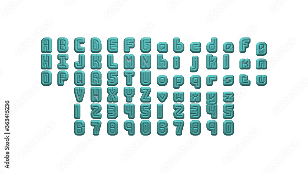 Full set of English alphabets in 3D illustrations which matching perspectives and lighting on each side placed on a white background for word combinations Full set of English alphabets in 3D illustrations which matching perspectives and lighting on each side placed on a white background for word combinations