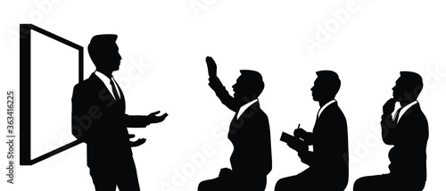 Attendees in meeting silhouette vector