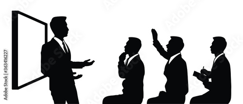 Attendees in meeting silhouette vector