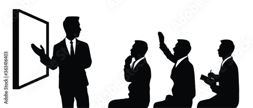 Attendees in meeting silhouette vector