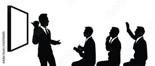 Attendees in meeting silhouette vector