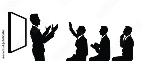 Attendees in meeting silhouette vector