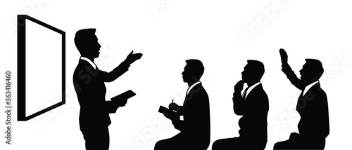 Attendees in meeting silhouette vector