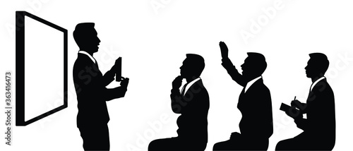 Attendees in meeting silhouette vector
