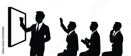 Attendees in meeting silhouette vector